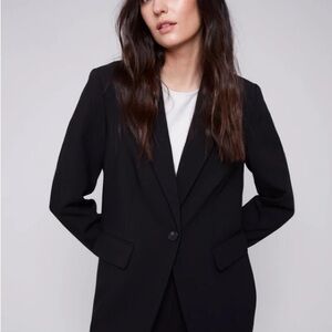 Charlie B beautiful black jacket with stylish ruched back